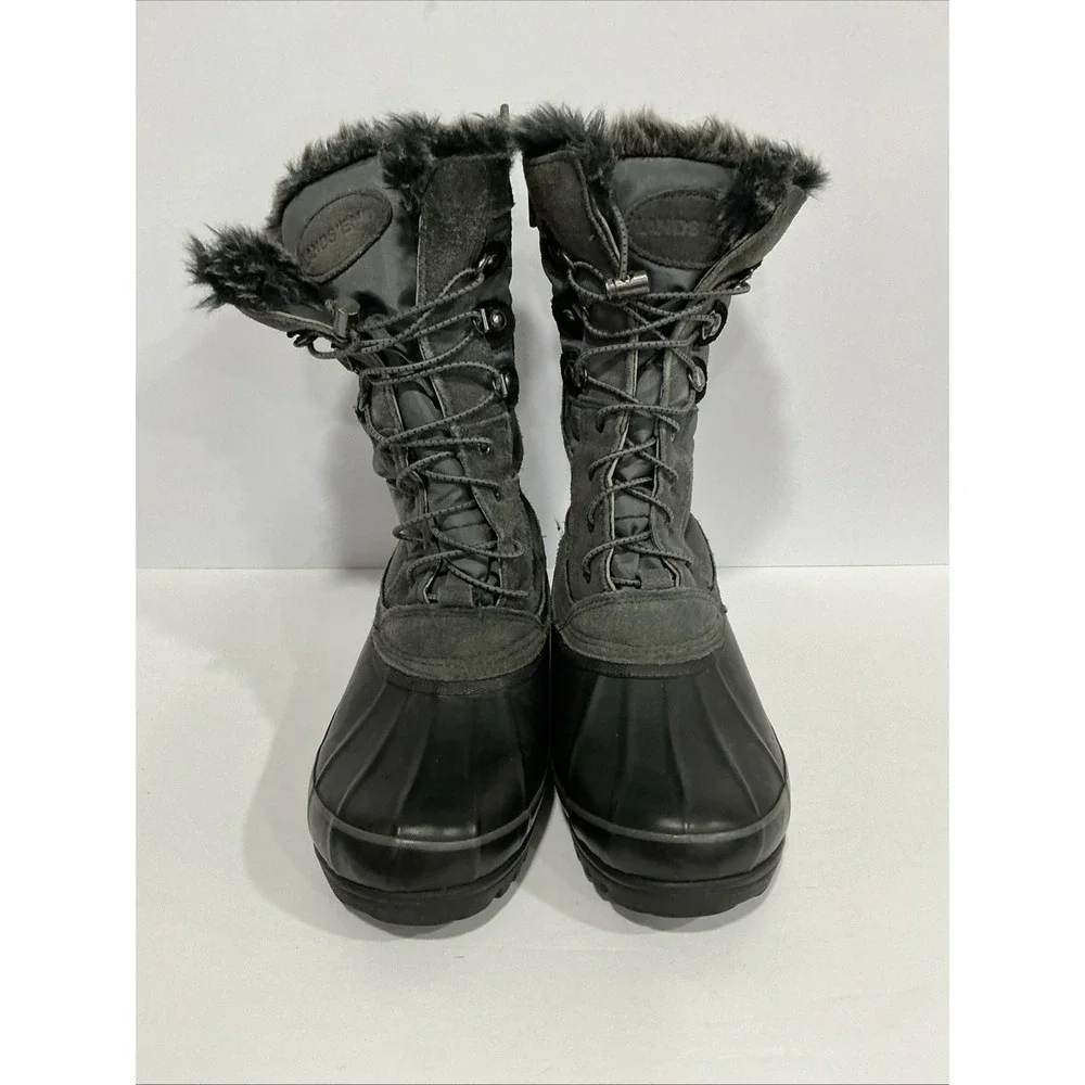 Lands End Gray Squall Snow Pack Mid Calf Winter Boots, Size Womens 7.5B, 511644